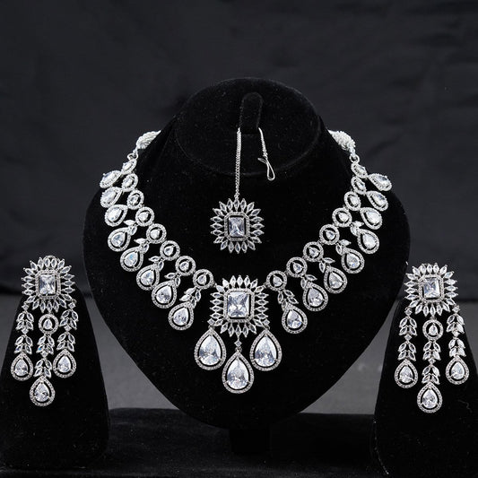 Silver Diamond Stone Carat Set