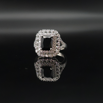 Silver Diamond Stone Ring 1 Caret