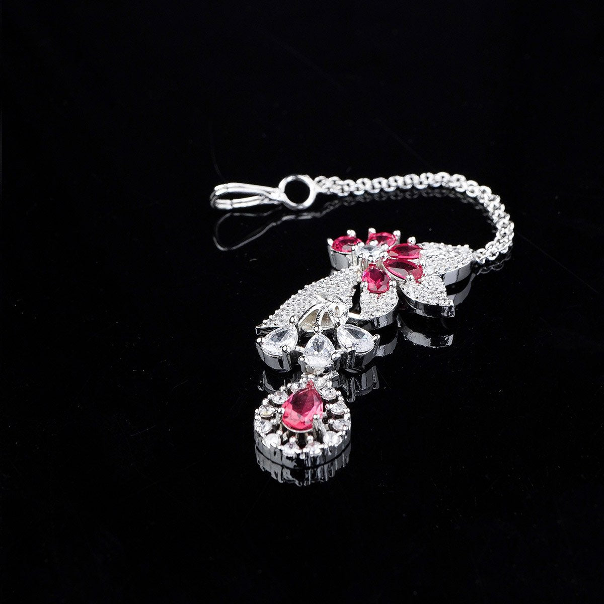 Beautiful Carat Necklace Ruby+Zircon Stone