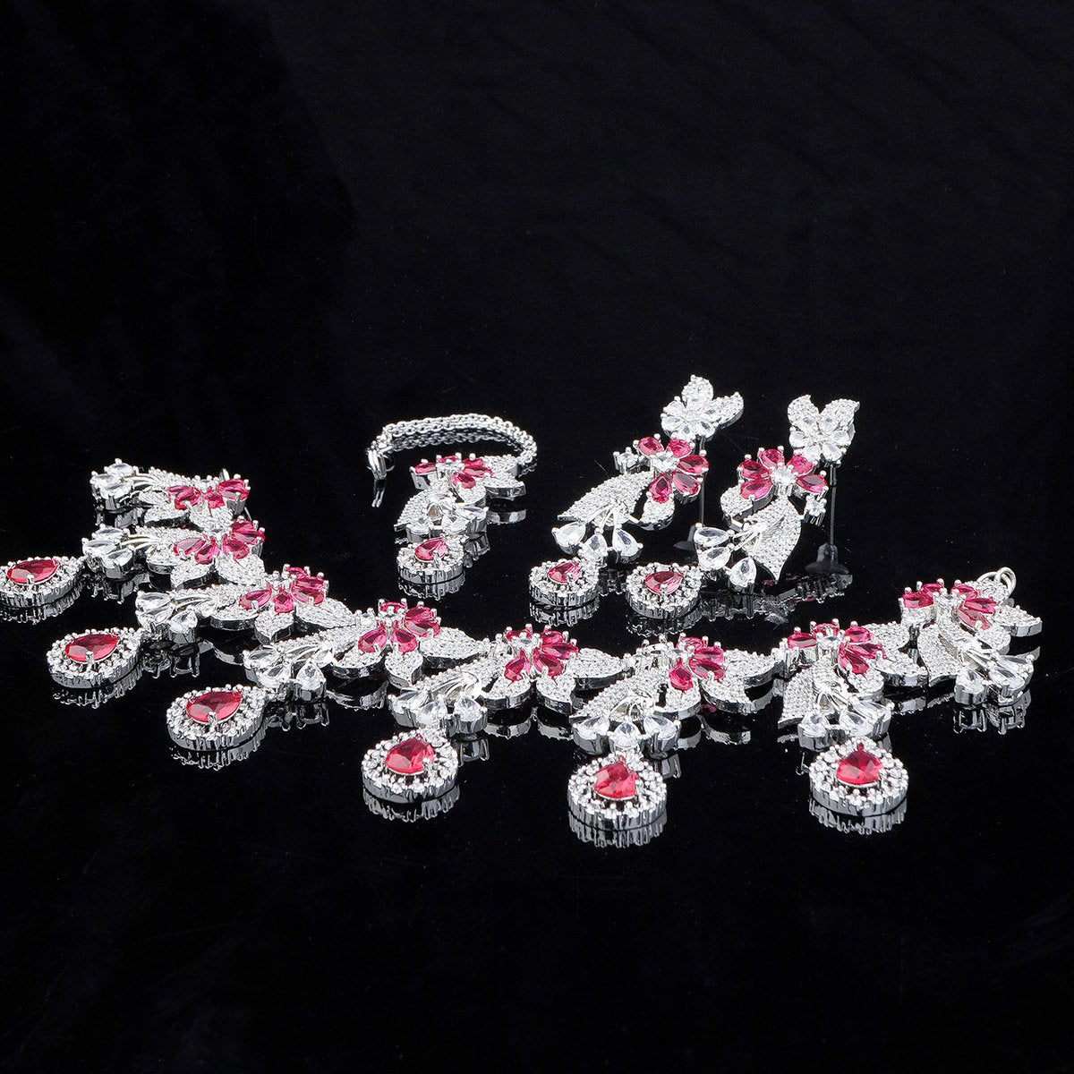 Beautiful Carat Necklace Ruby+Zircon Stone