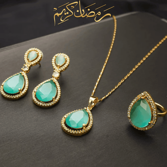 Golden Pendant Set Mint Green