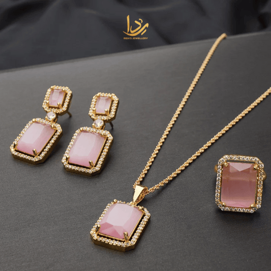 Pendant Set 1 Carat Mint Pink Colour