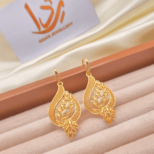 Royal Leaf Drop Earrings