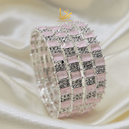 Lilly Zircon Stone Bangles Silver