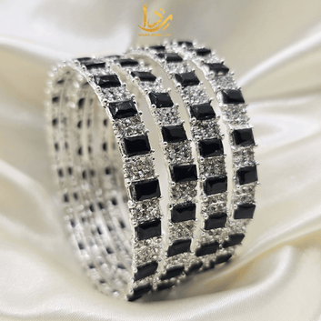 Lilly Zircon Stone Bangles Silver