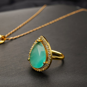 Golden Pendant Set Mint Green