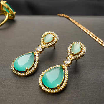 Golden Pendant Set Mint Green