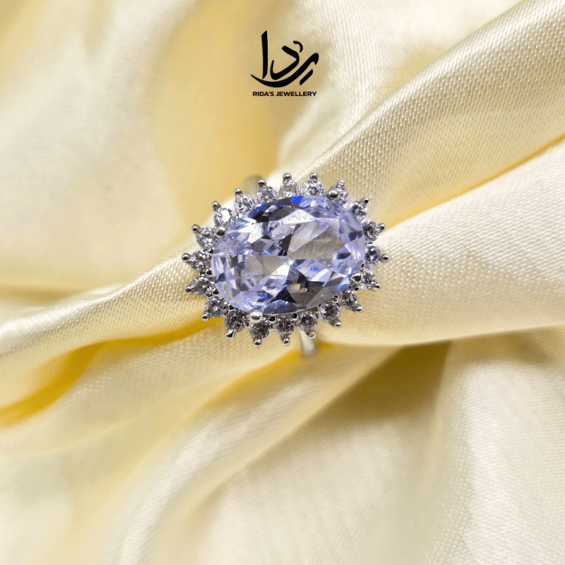 Silver Diamond Stone Ring 1 Caret