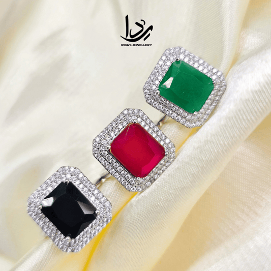 Silver Diamond Stone Ring 1 Caret
