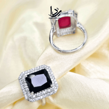 Silver Diamond Stone Ring 1 Caret