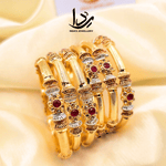 Antique Ruby Studded Kara Bangles
