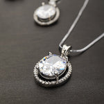 Carat Pendant Set Silver American Diamond Stone