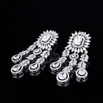 Silver Diamond Stone Carat Set